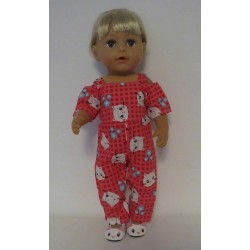 jumpsuit roze kat baby born 43cm