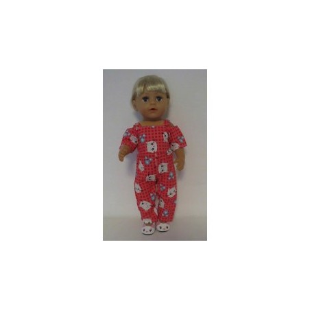 jumpsuit roze kat baby born 43cm
