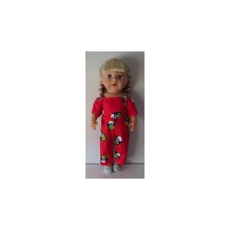 jumpsuit rood pinguins baby born 43cm