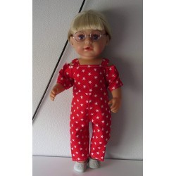 jumpsuit rood met sterren baby born 43cm