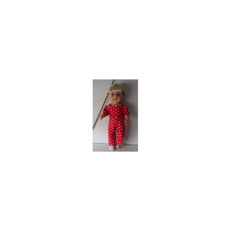 jumpsuit rood met sterren baby born 43cm