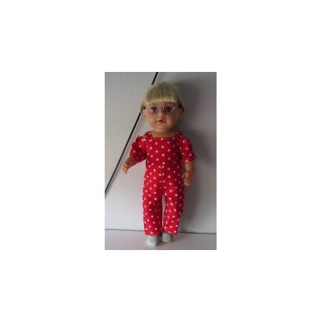 jumpsuit rood met sterren baby born 43cm