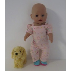 jumpsuit roze regenboog baby born 43cm