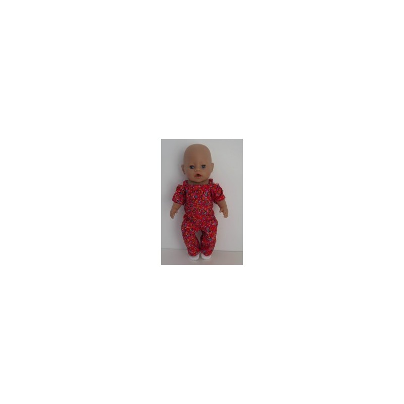 jumpsuit rood bloemetjes baby born 43cm