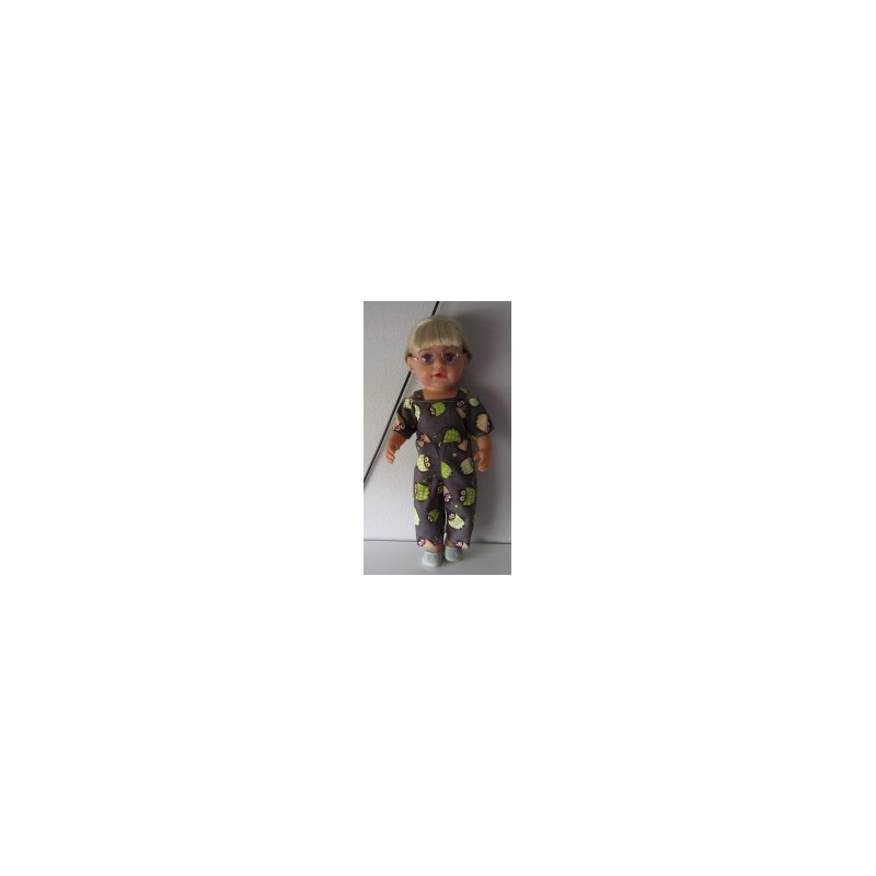 jumpsuit grijs uilen baby born 43cm