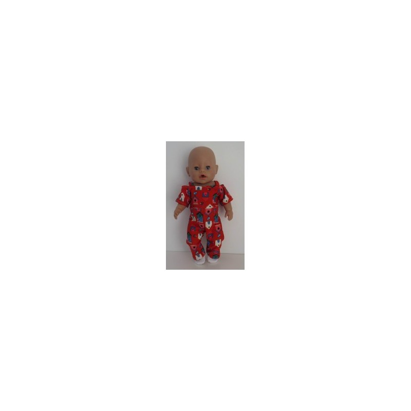 jumpsuit rood vogelhuisjes baby born 43cm