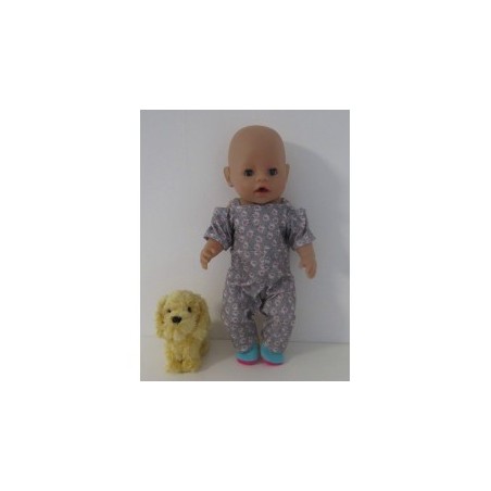 jumpsuit grijs bloemetjes baby born 43cm