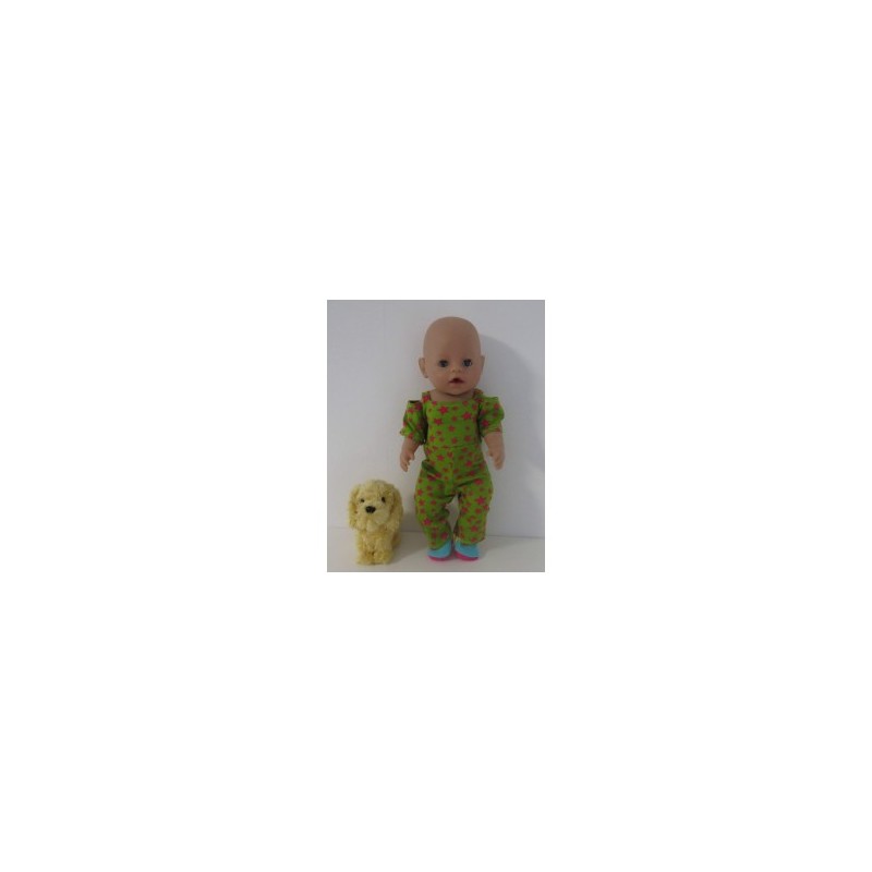 jumpsuit groen sterren roze baby born 43cm