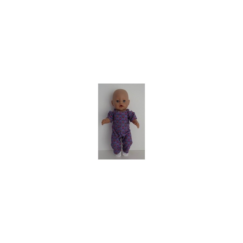jumpsuit grijs met lila bloemen baby born 43cm