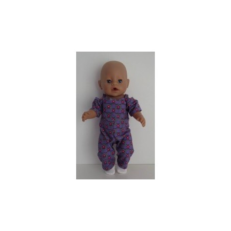 jumpsuit grijs met lila bloemen baby born 43cm