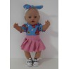 plooirok roze met  vlinders  baby born 43cm