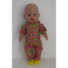 jumpsuit groen met vogels hard roze baby born 43cm