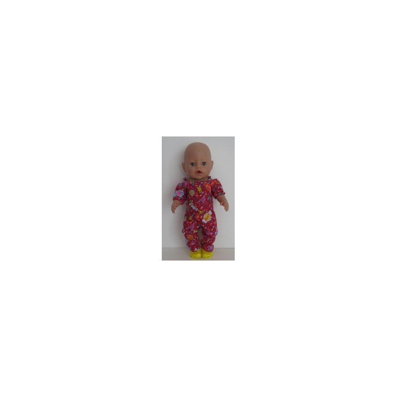 jumpsuit rood snoepjes baby born 43cm