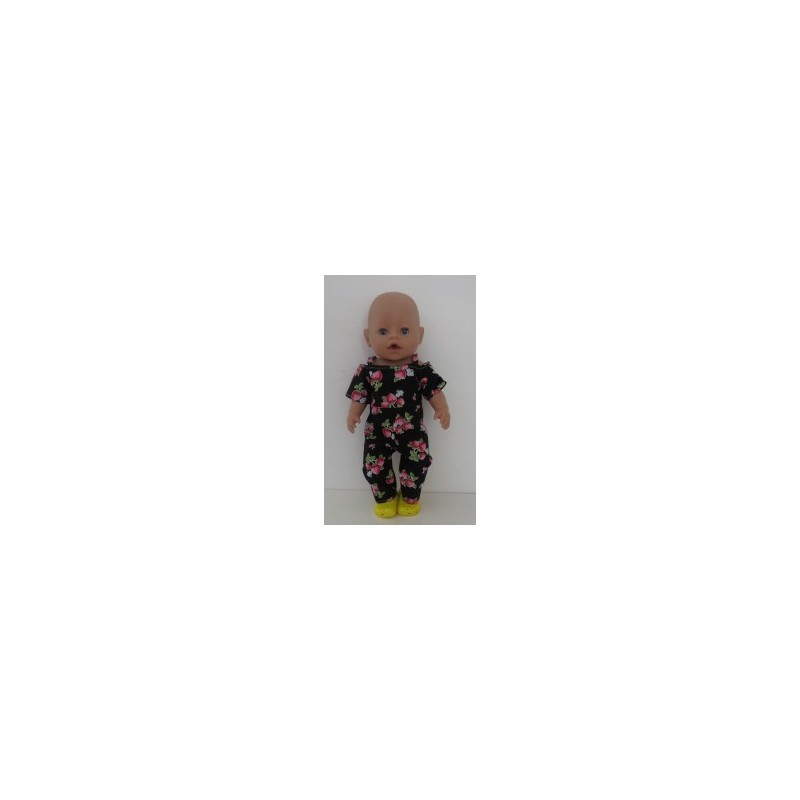 jumpsuit zwart aardbeien baby born 43cm