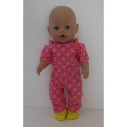 jumpsuit roze geruit baby born 43cm