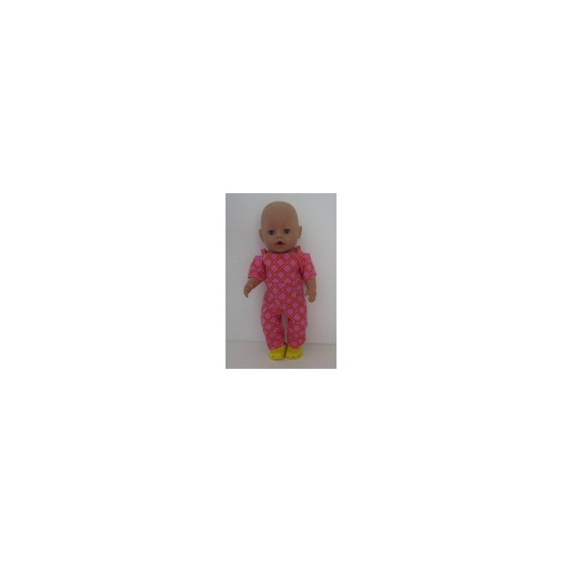 jumpsuit roze geruit baby born 43cm
