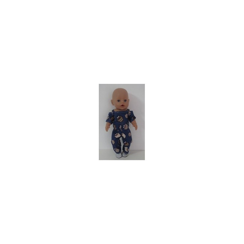 jumpsuit blauw uilen baby born 43cm