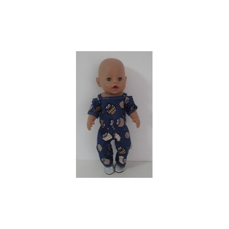 jumpsuit blauw uilen baby born 43cm