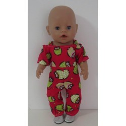 jumpsuit rood uilen baby born 43cm