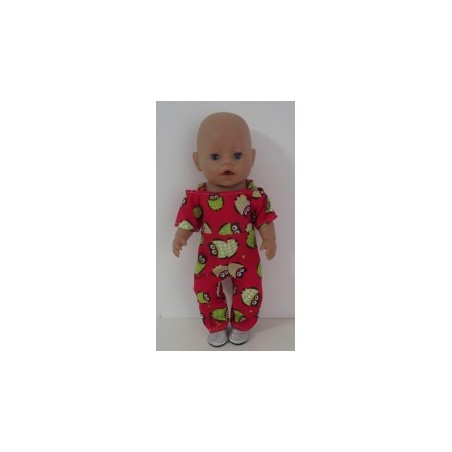 jumpsuit rood uilen baby born 43cm