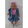 plooirok met roze ankers baby born 43cm