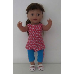 zomersetje rood gebloemd baby born 43cm
