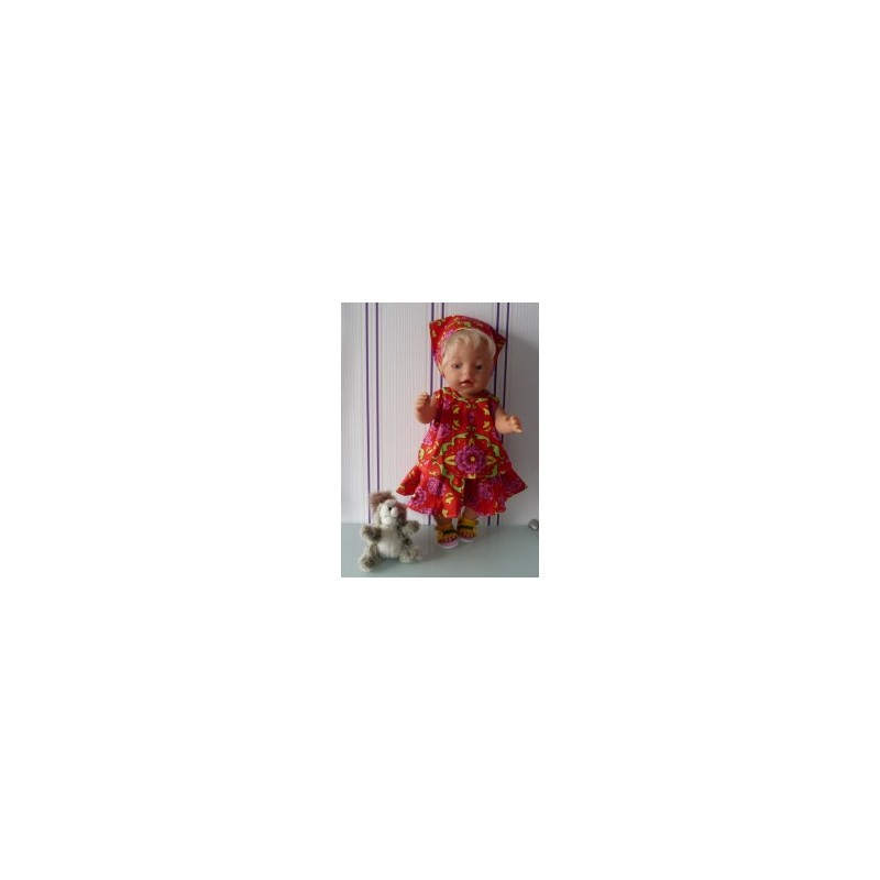 zomersetje rood met bloemen groot baby born 43cm