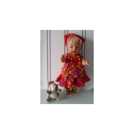 zomersetje rood met bloemen groot baby born 43cm