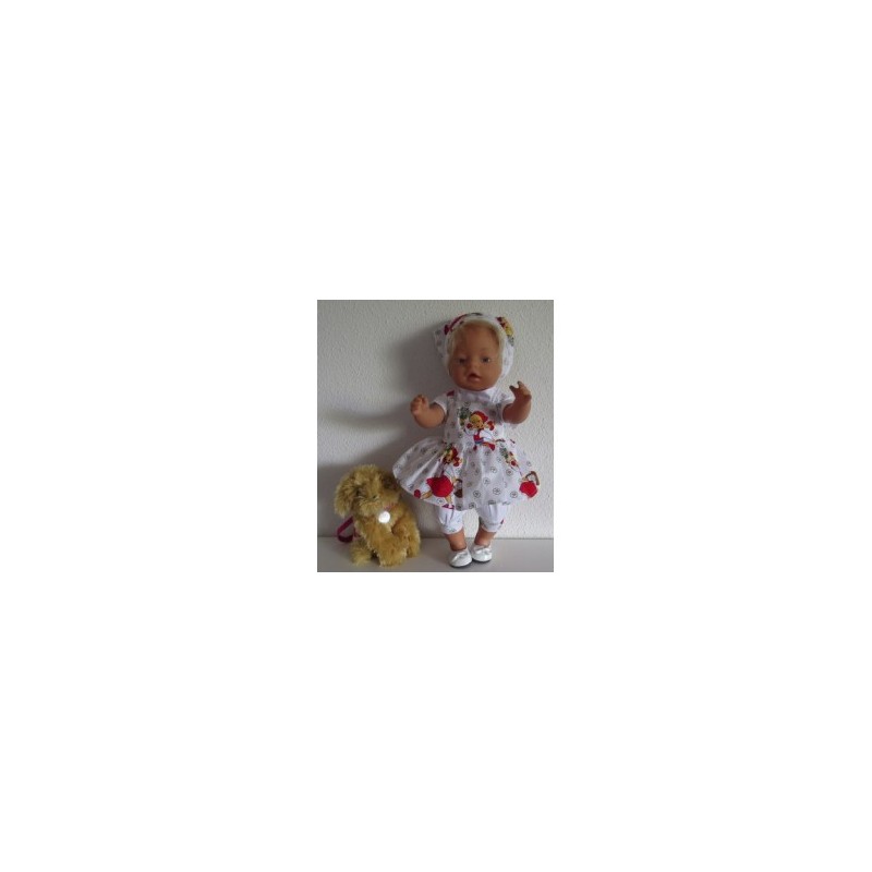 zomersetje wit met bloemen baby born 43cm