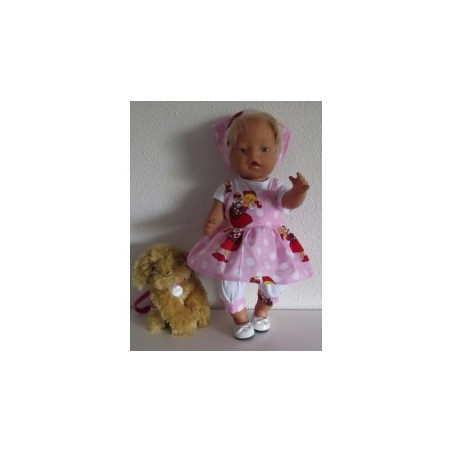zomersetje roze stippen baby born 43cm