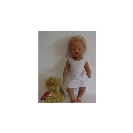 badpak wit glimmend met omslagrokje baby born 43cm