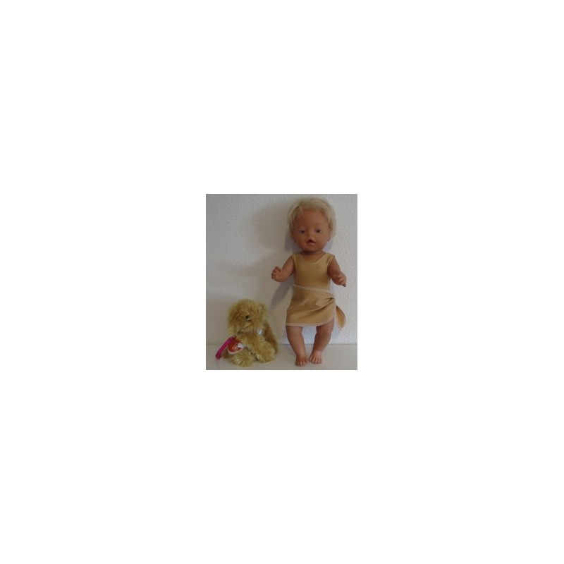 badpak bruin met omslagrokje baby born 43cm