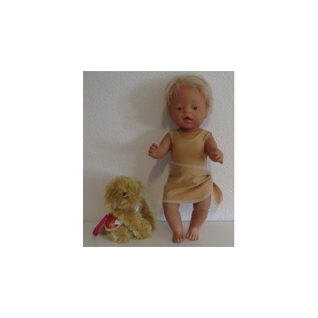 badpak bruin met omslagrokje baby born 43cm