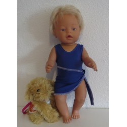 badpak donker blauw met omslagrokje baby born 43cm