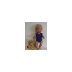 badpak donker blauw met omslagrokje baby born 43cm
