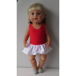 badpak rood met rokje wit baby born 43cm