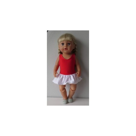 badpak rood met rokje wit baby born 43cm