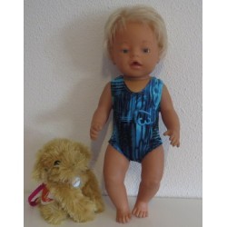 badpak blauw bewerkt baby born 43cm