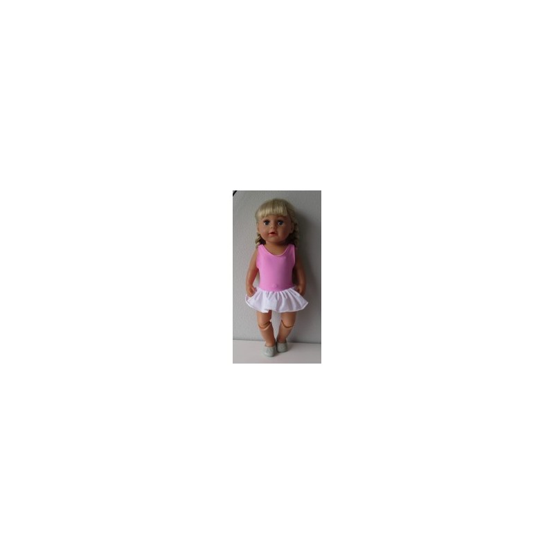badpak baby roze met rokje wit born 43cm