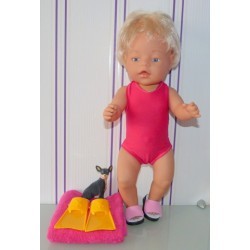 strandbadpak midden roze baby born 43cm
