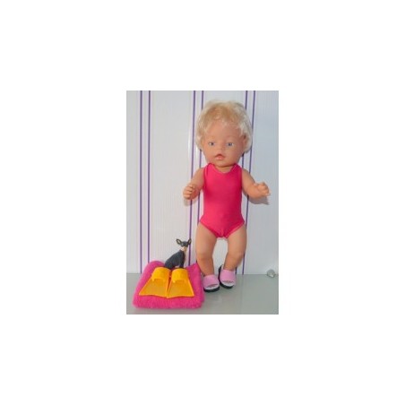 strandbadpak midden roze baby born 43cm