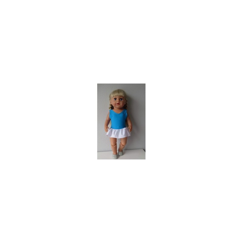 badpak blauw met rokje wit baby born 43cm