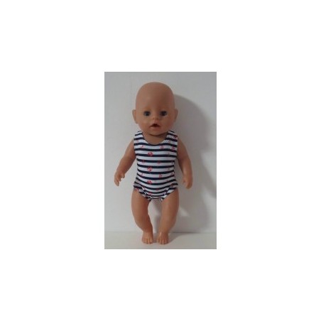 badpak blauw gestreept met rood baby born 43cm