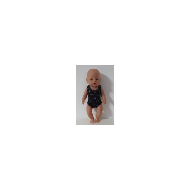 badpak zwart met strikjes baby born 43cm