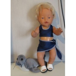 bikini donker blauw met omslagrokje baby born 43cm