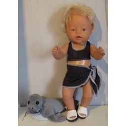 bikini zwart stippen met omslagrokje baby born 43cm