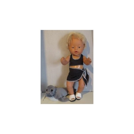 bikini zwart stippen met omslagrokje baby born 43cm