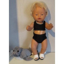bikini zwart geblokt baby born 43cm