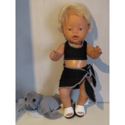 bikini zwart geblokt met omslagrokje baby born 43cm