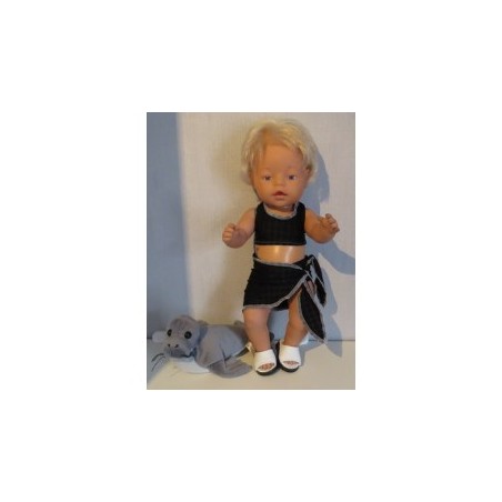 bikini zwart geblokt met omslagrokje baby born 43cm